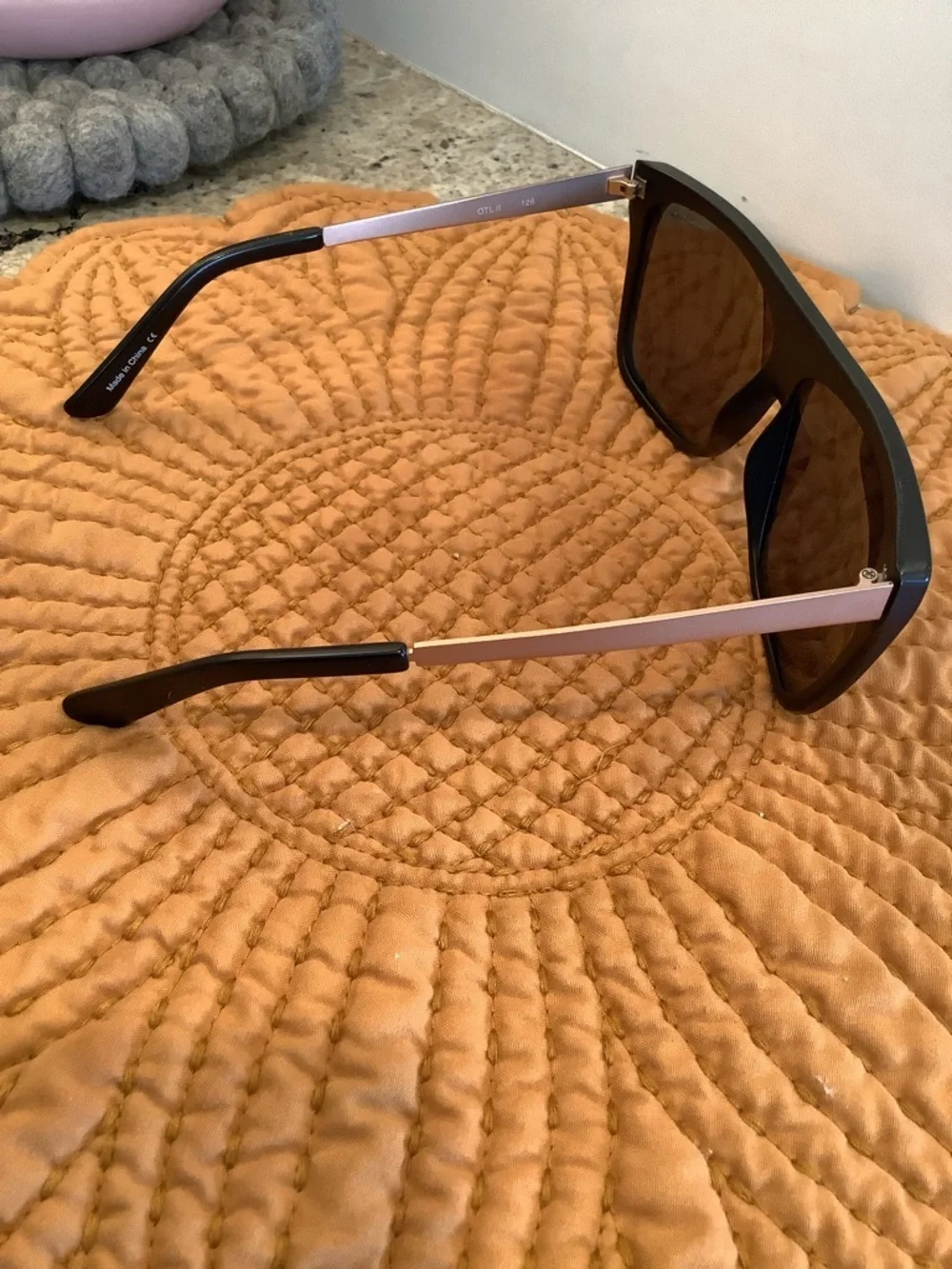 Quay Australia OTL II Black Gold Rectangular Sunglasses + Case
